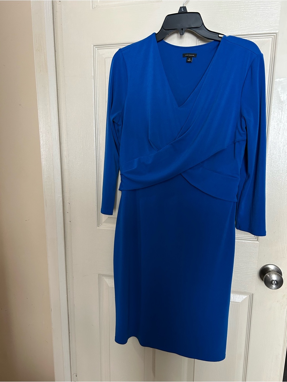 Ann Taylor Royal Blue Long Sleeve Wrap Sheath Dress